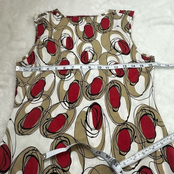Tribal Women's M Drape Cowl Neck Sleeveless Top Abstract Red Gold Circle Print - Picture 8 of 9